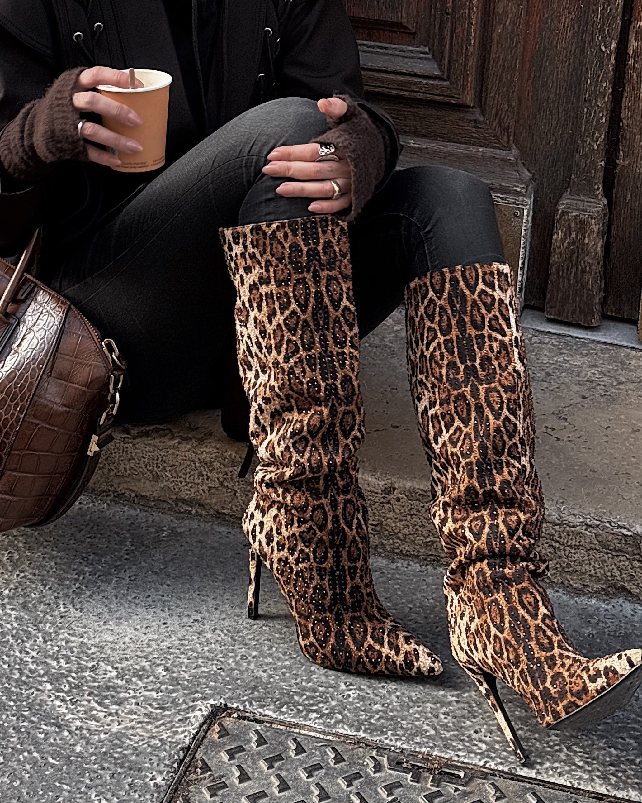Bottes Léopard à Strass
