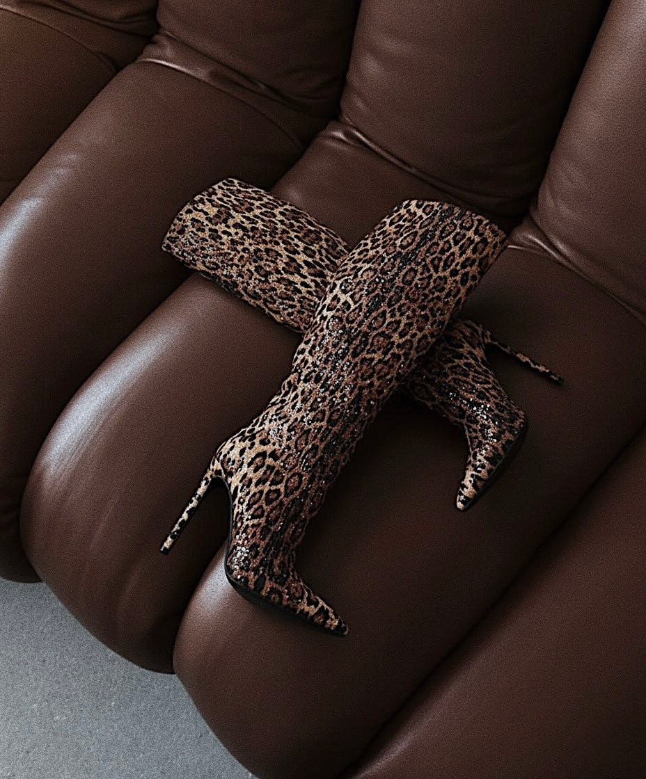 Bottes Léopard à Strass