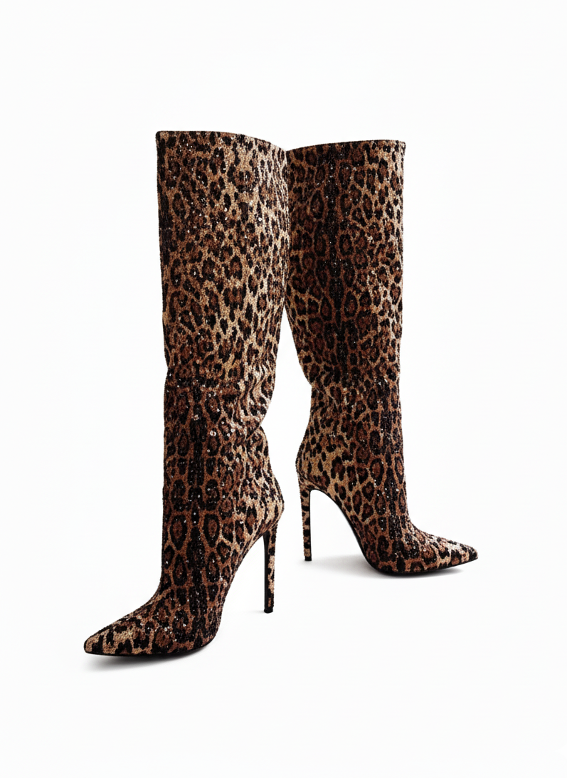 Bottes Léopard à Strass