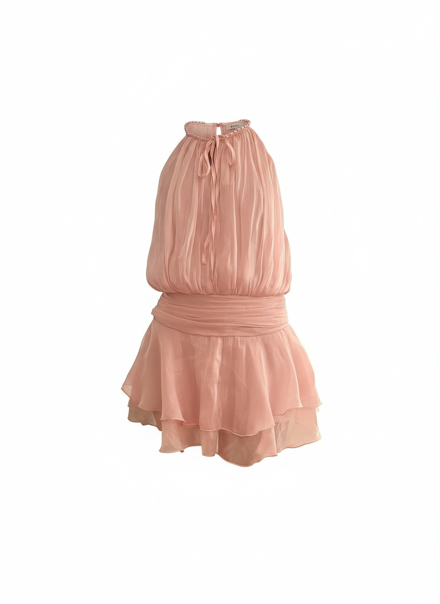 Robe Volants Rose