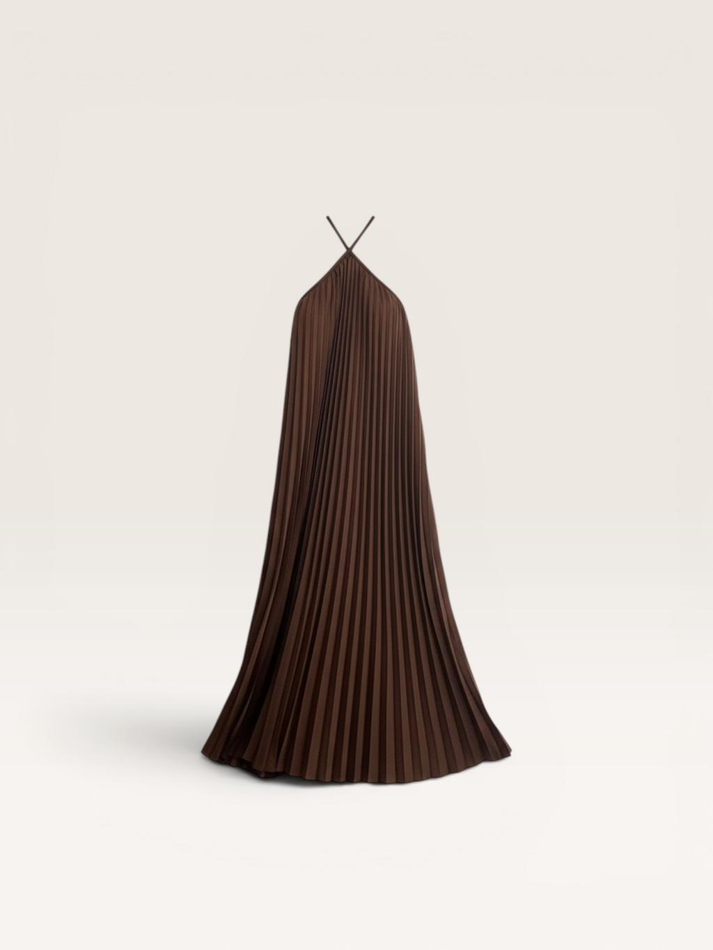 Robe plissée marron