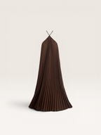 Robe plissée marron