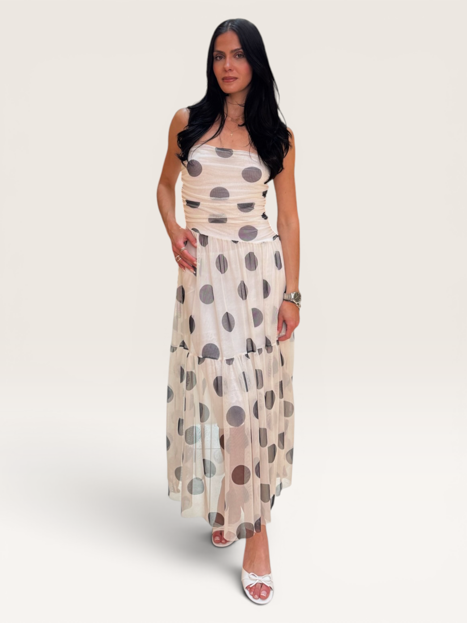 Robe bustier à pois