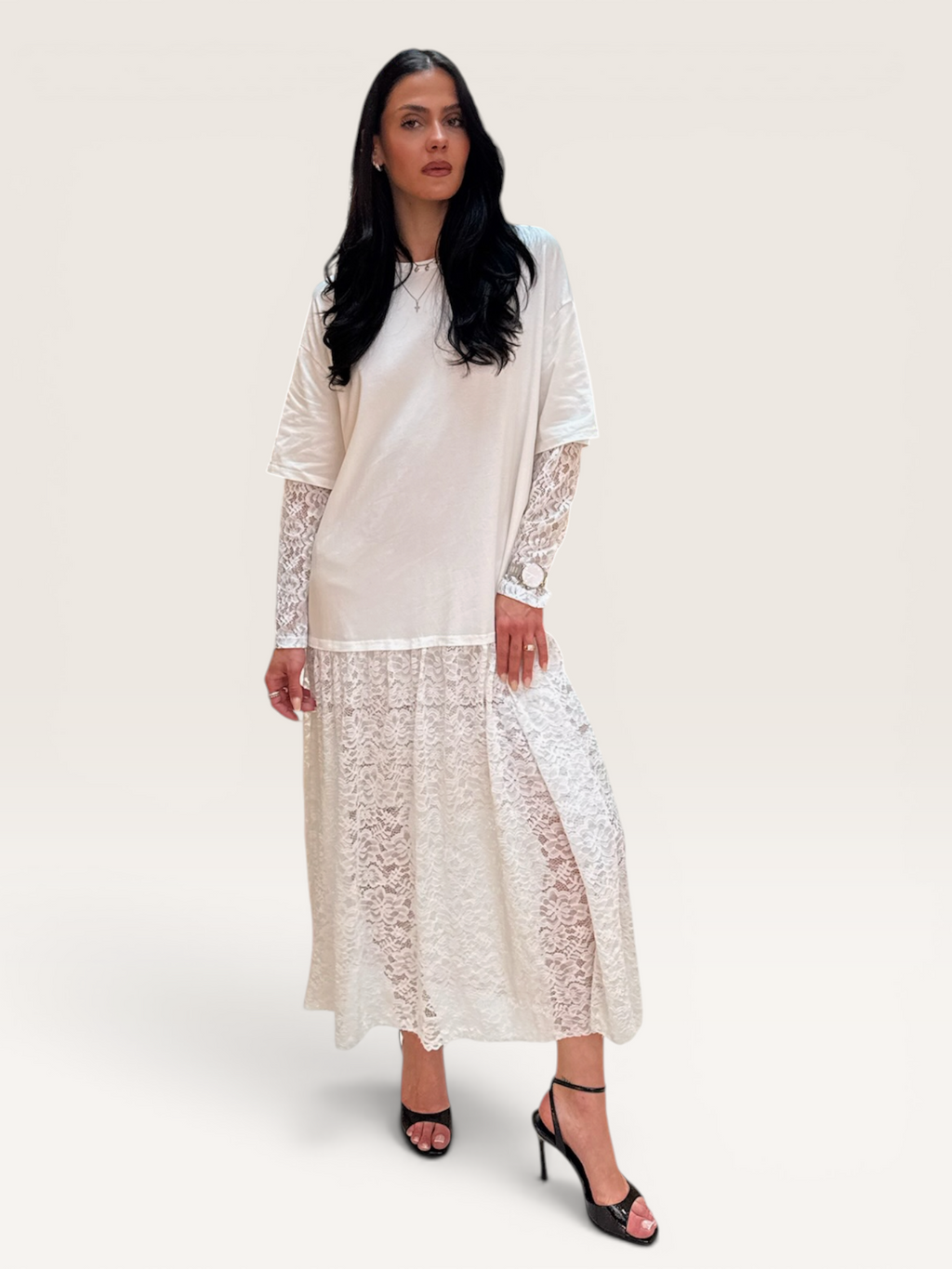 Robe t-shirt dentelle