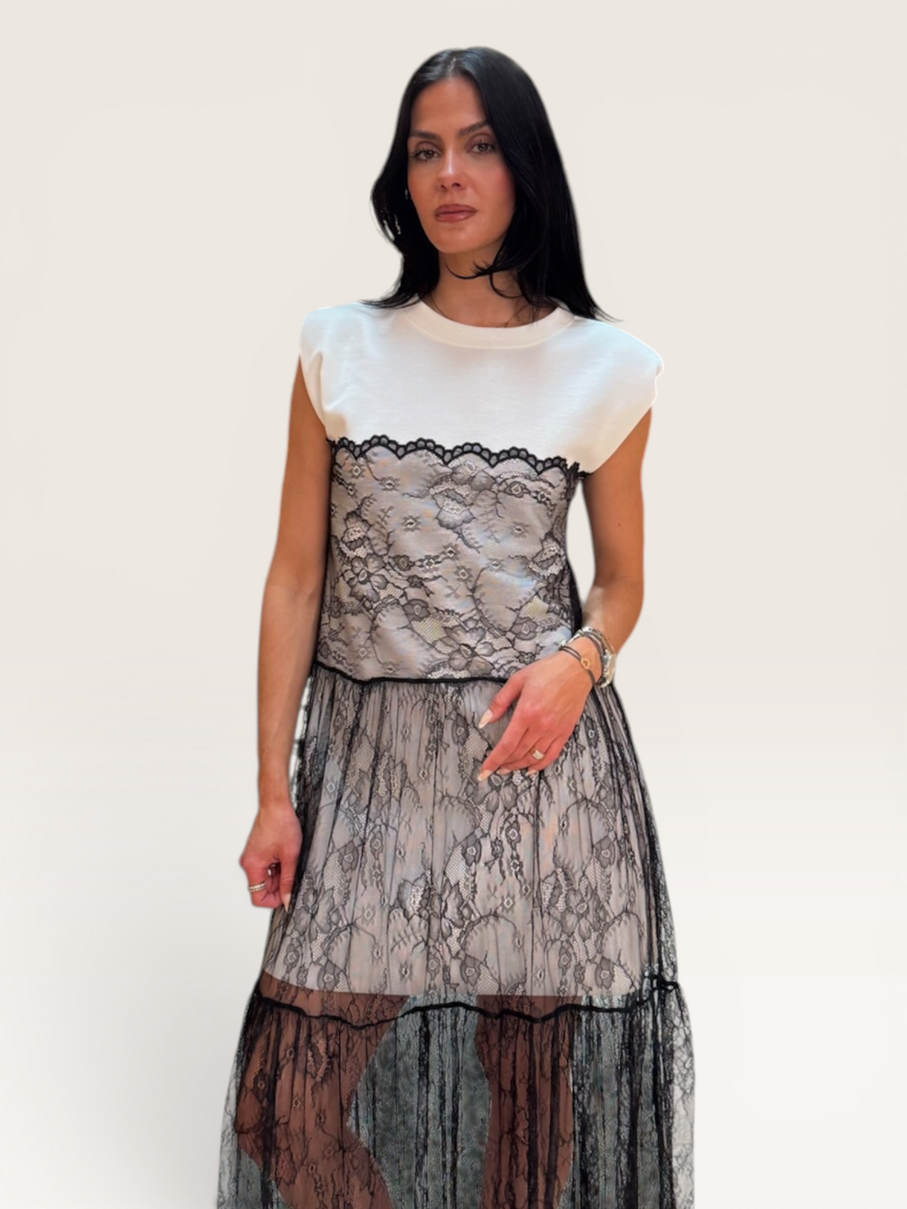 Robe t-shirt dentelle