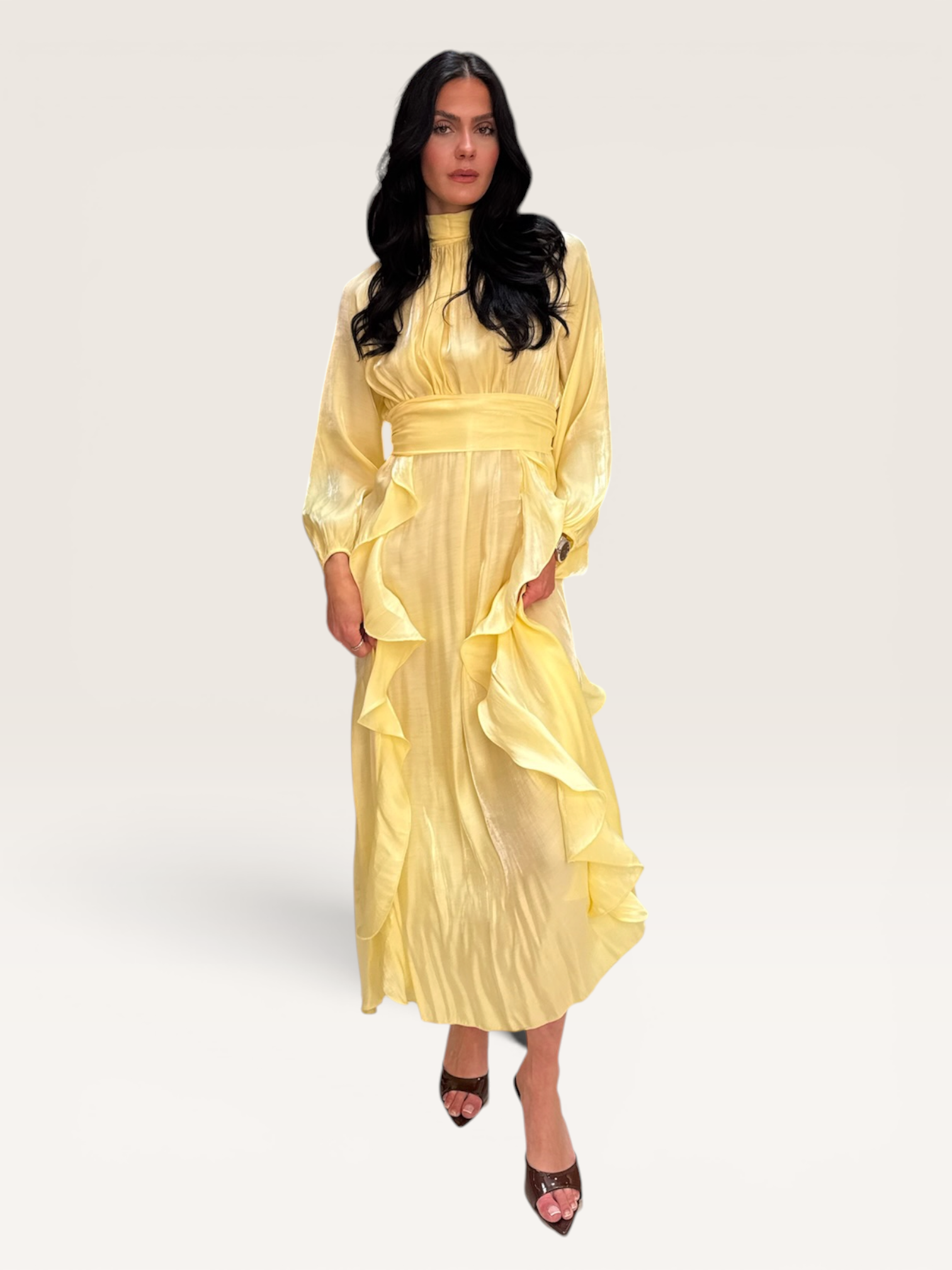 Robe longue jaune