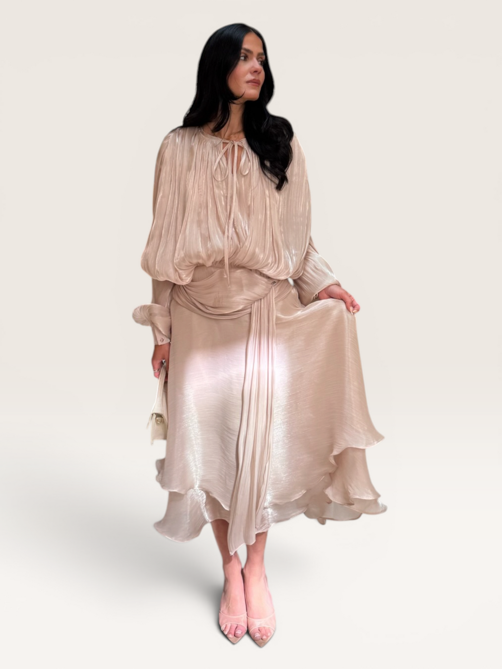 Robe longue beige