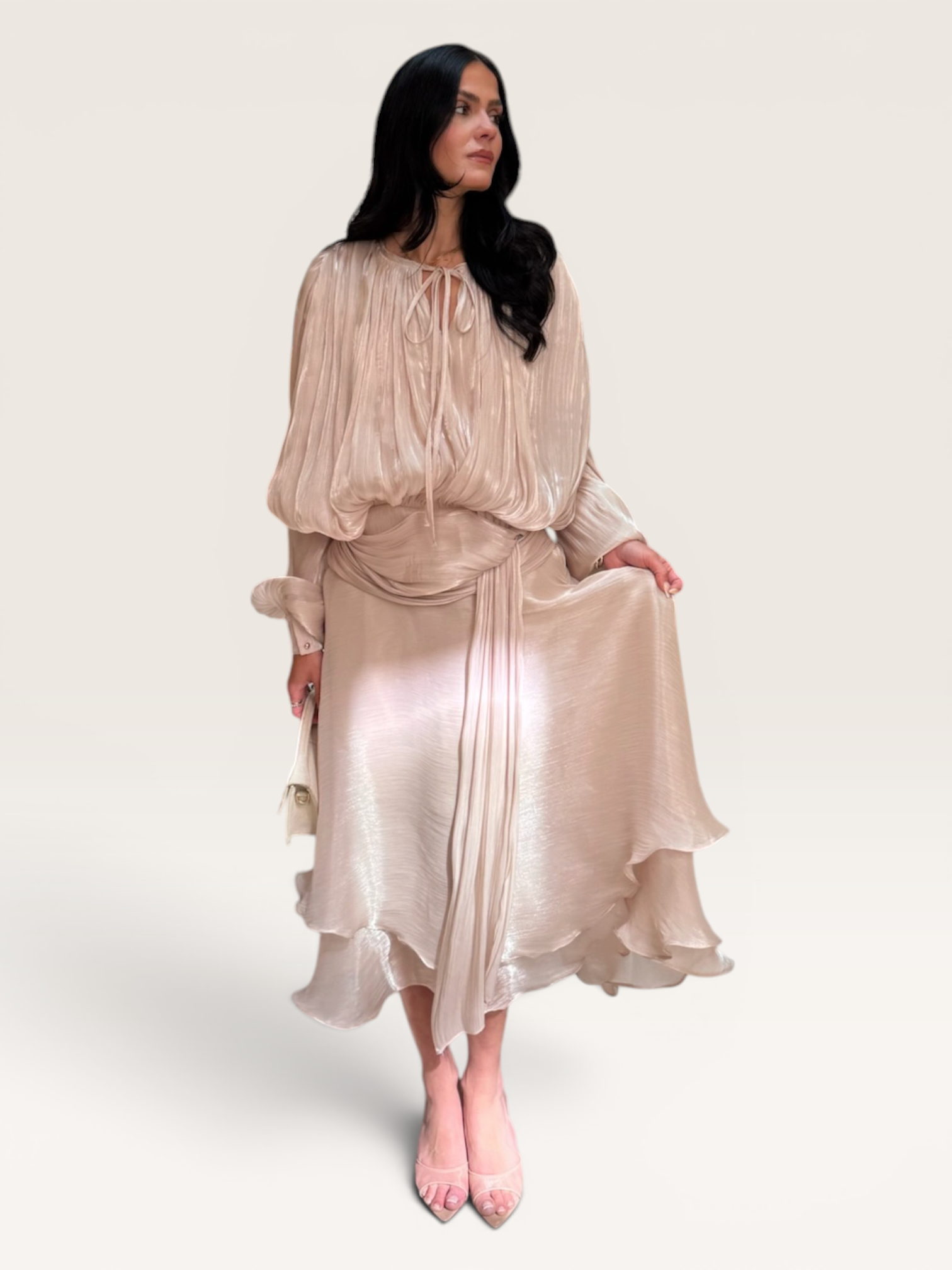 Robe longue beige