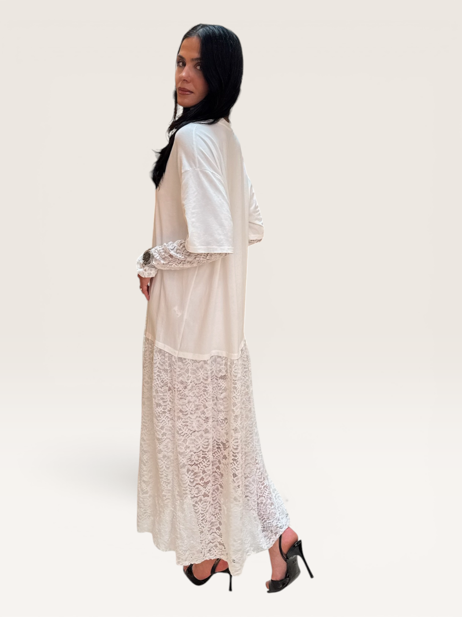 Robe t-shirt dentelle
