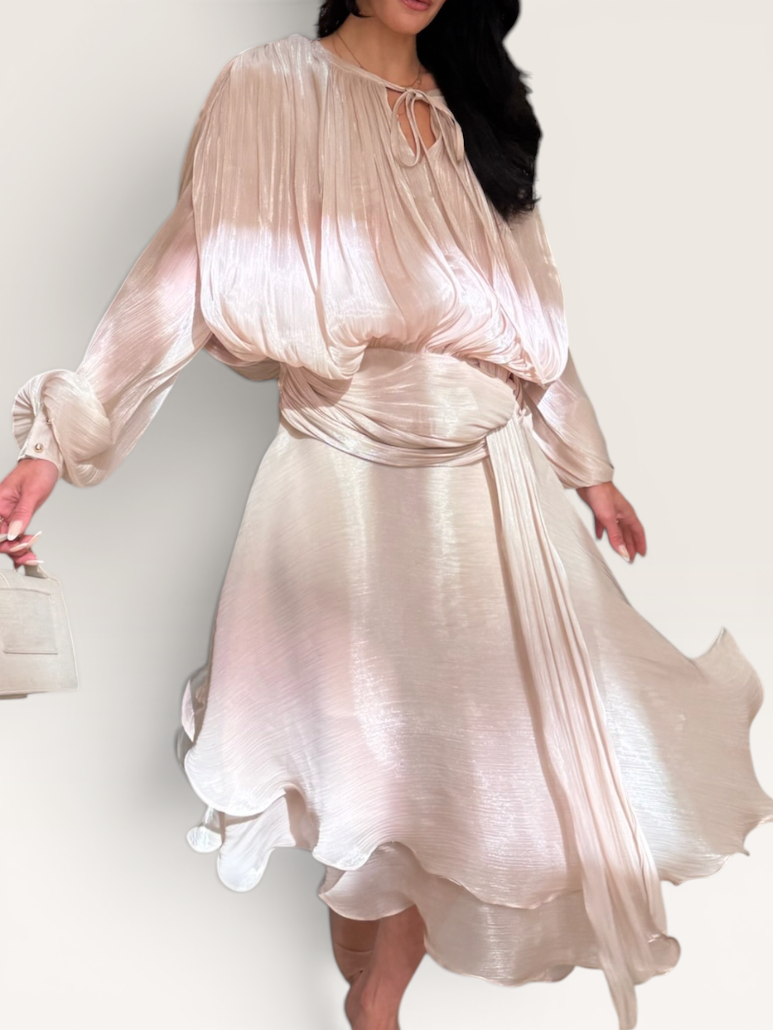 Robe longue beige