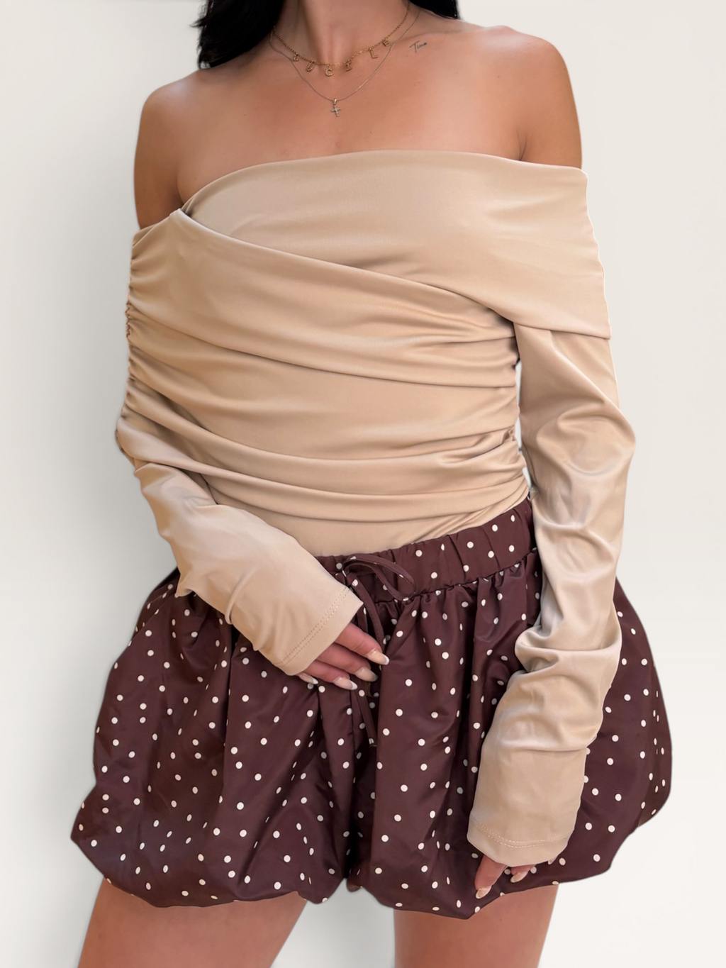 Body drapé beige