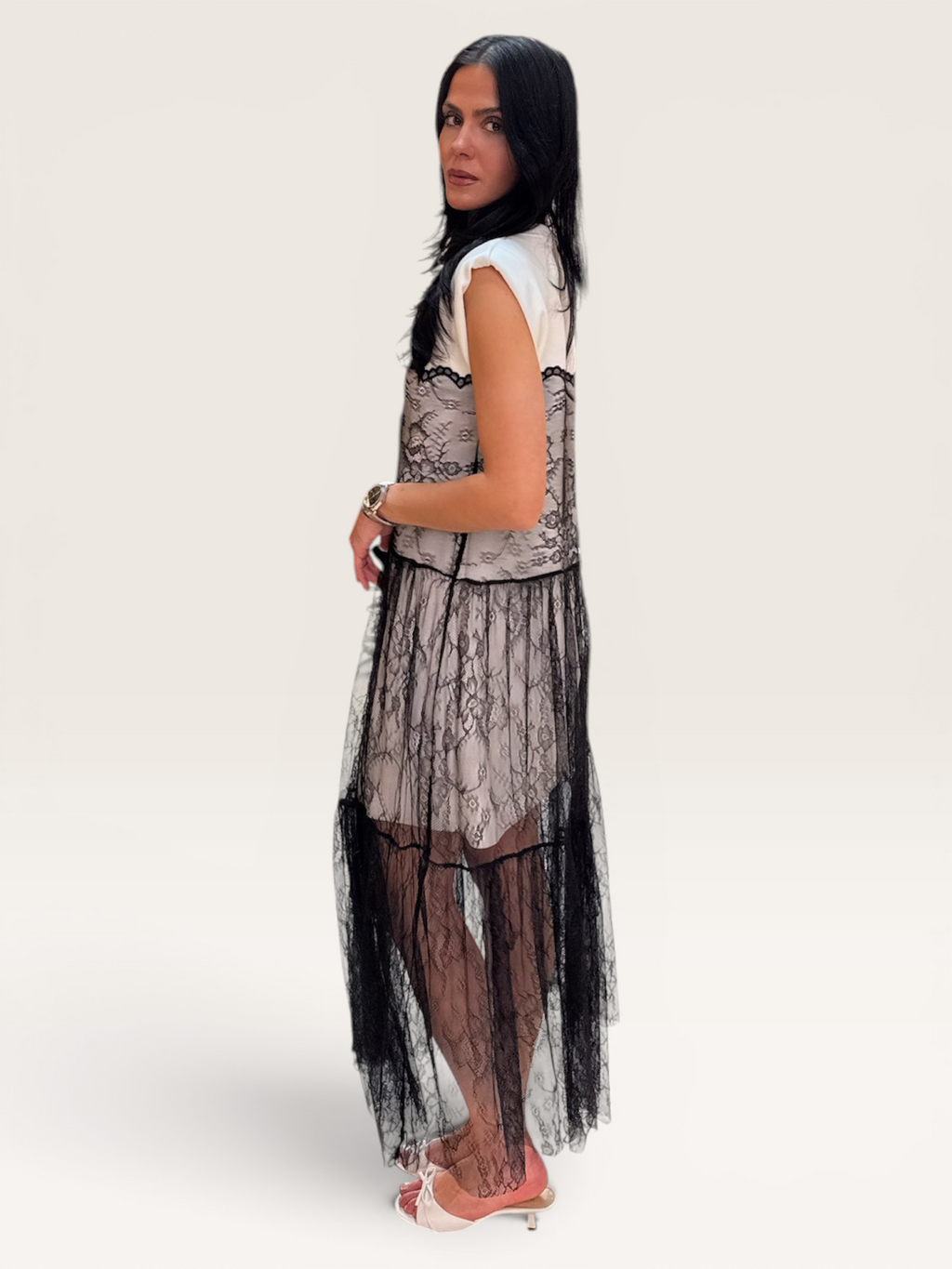 Robe t-shirt dentelle