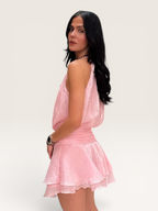 Robe volants rose