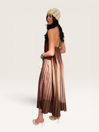 Robe plissée marron