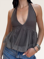Top à pois marron