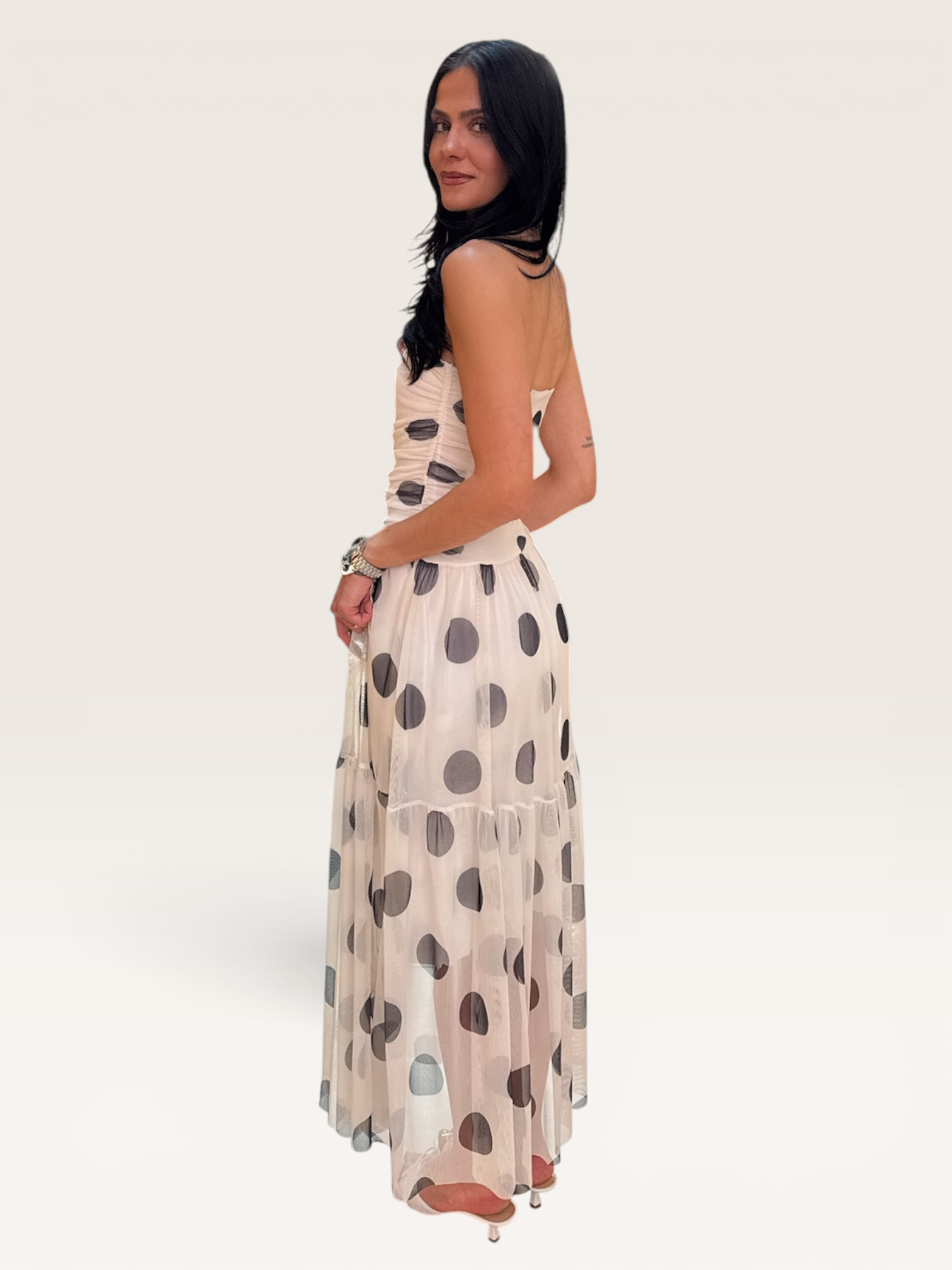 Robe bustier à pois