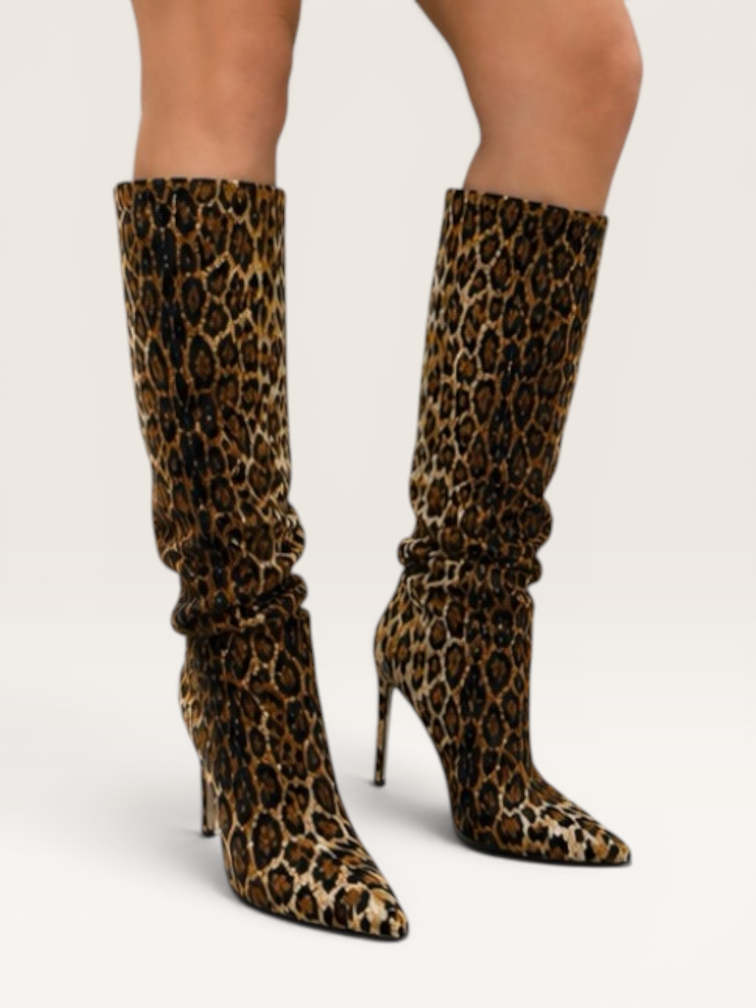 Bottes léopard à strass