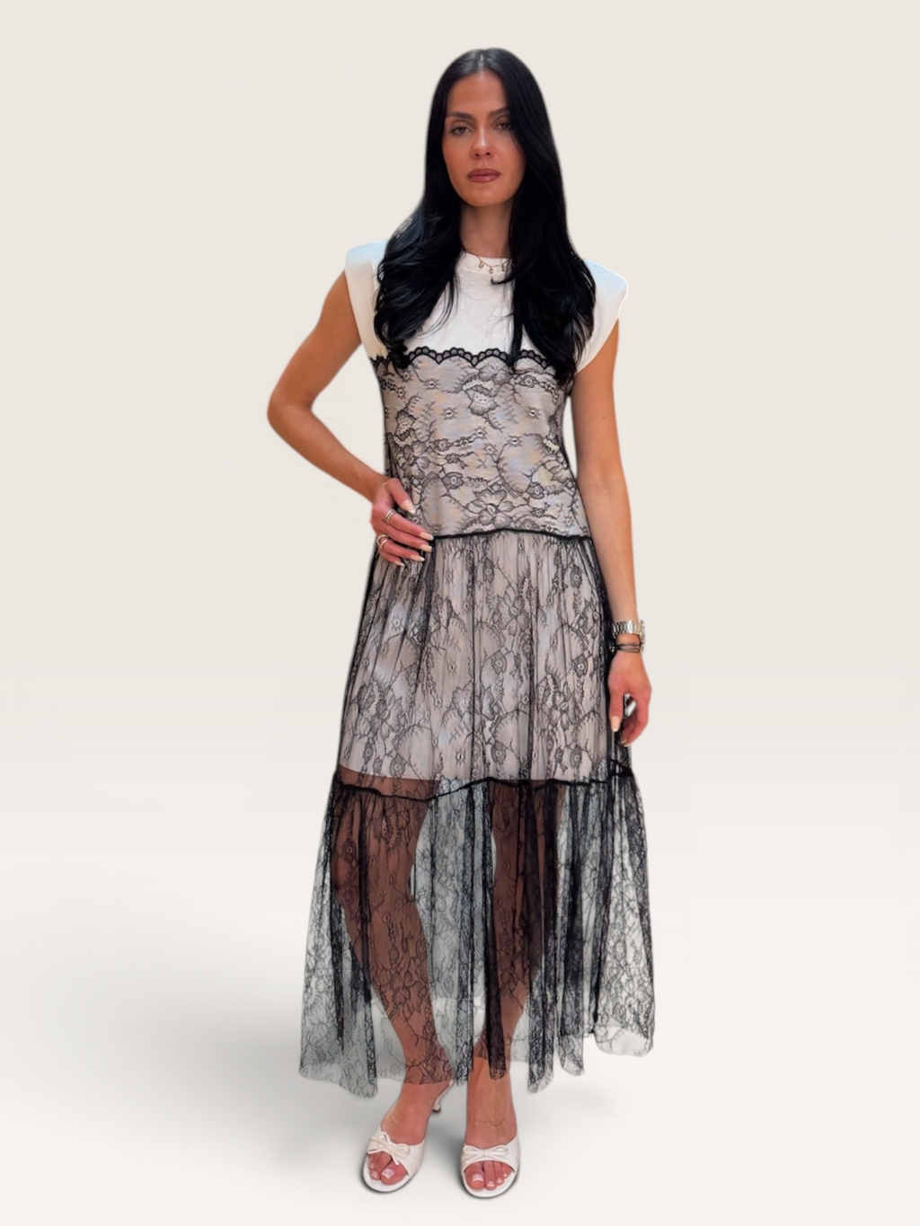 Robe t-shirt dentelle