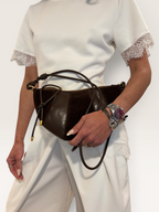 Sac bi-matière marron