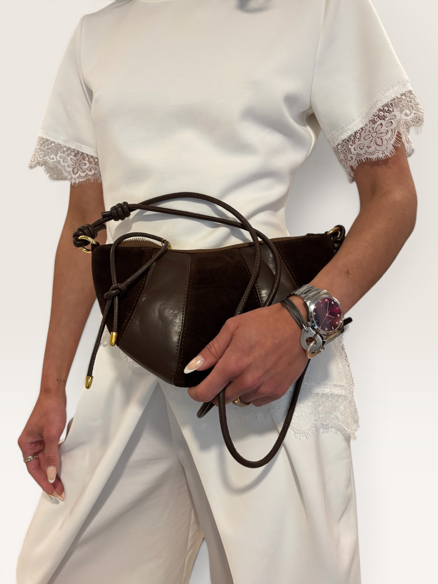 Sac bi-matière marron