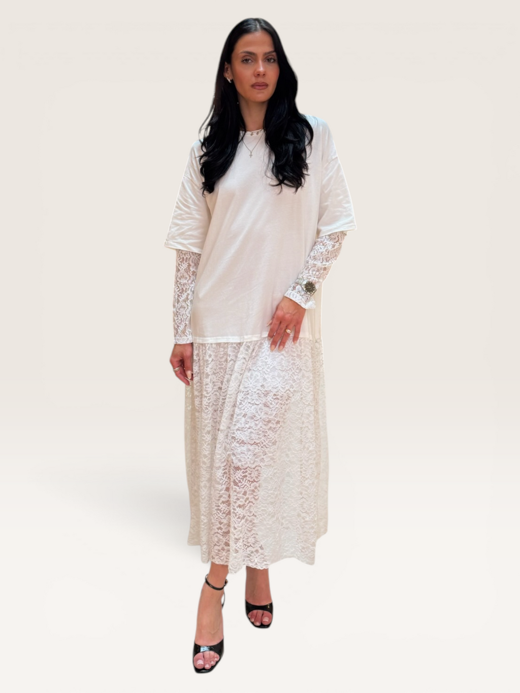 Robe t-shirt dentelle