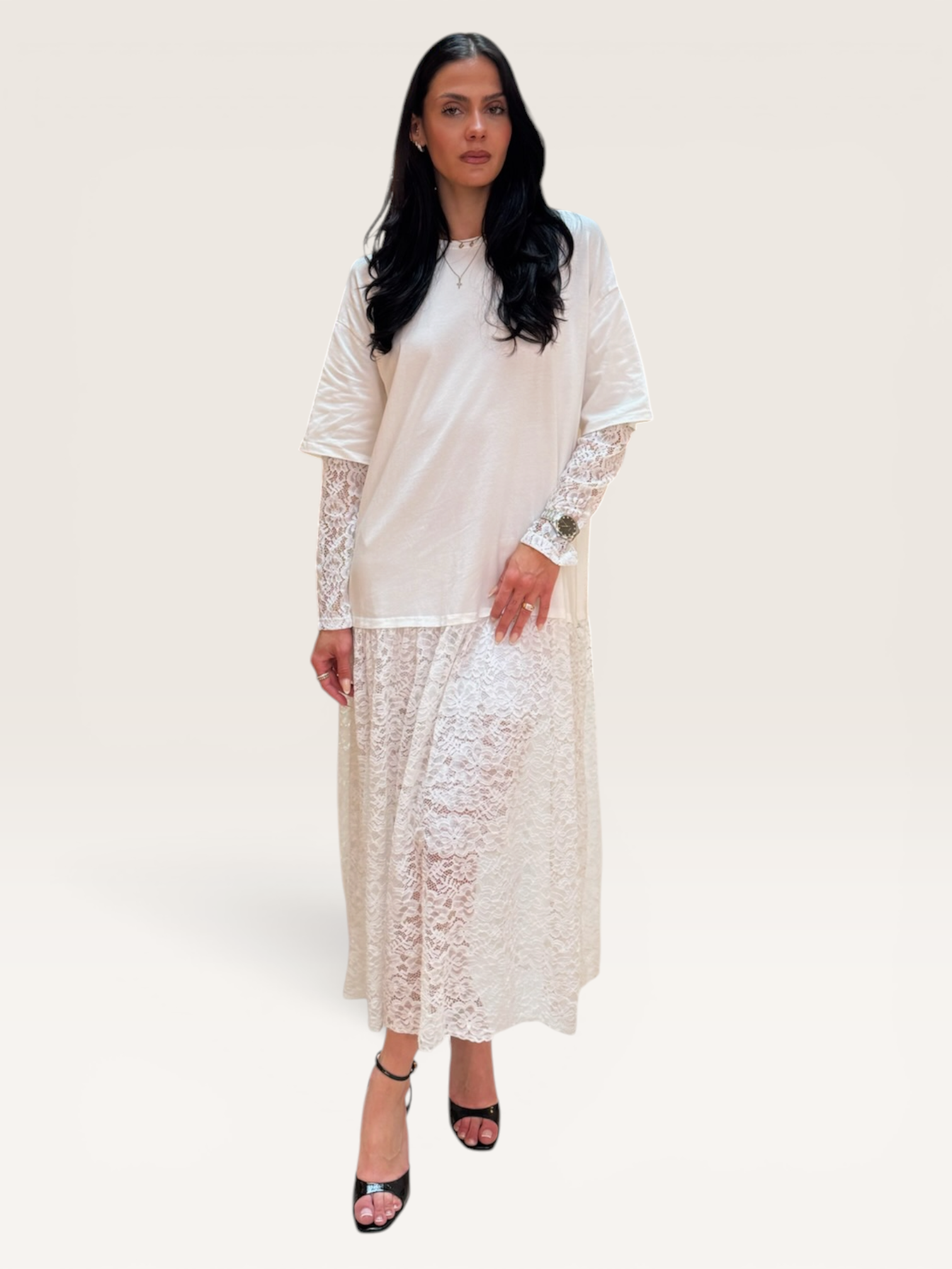 Robe t-shirt dentelle