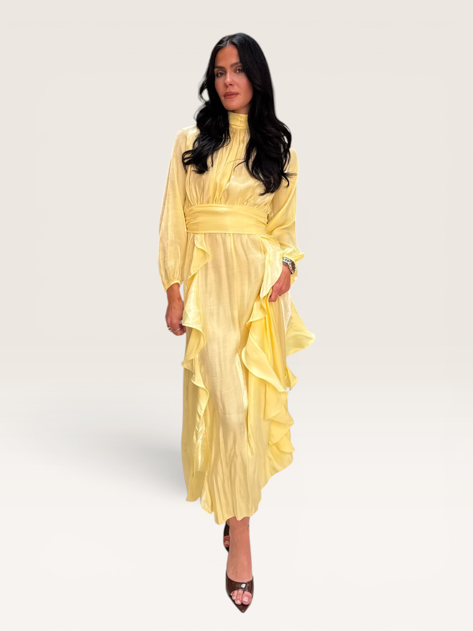 Robe longue jaune