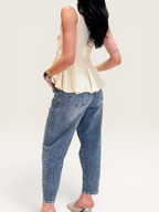 Top beige fermeture