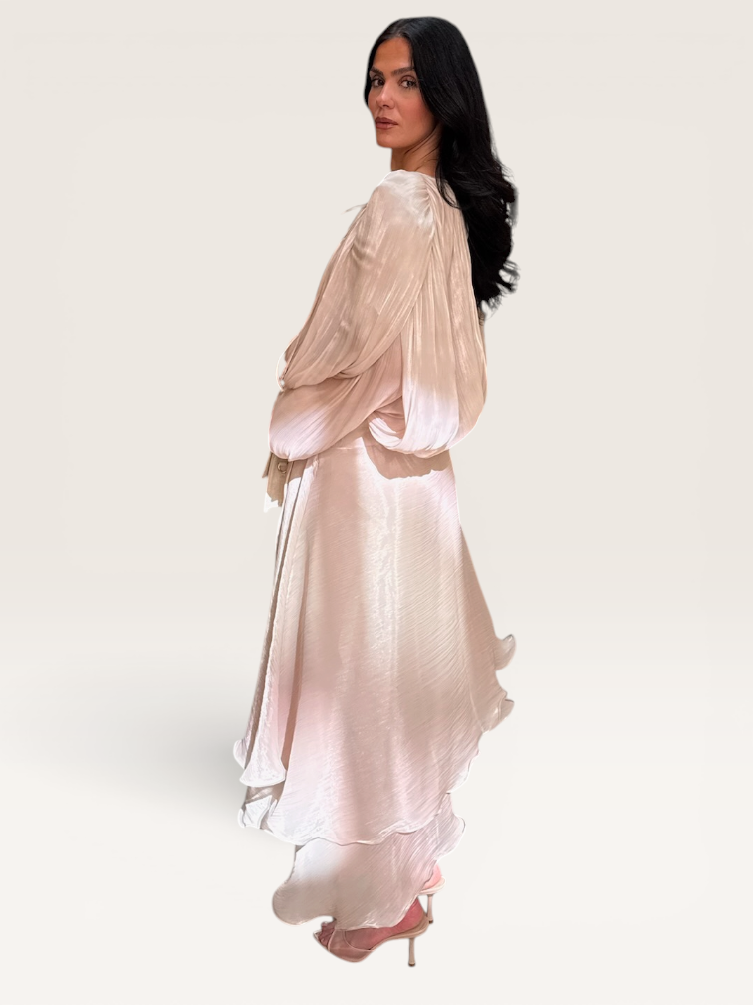 Robe longue beige