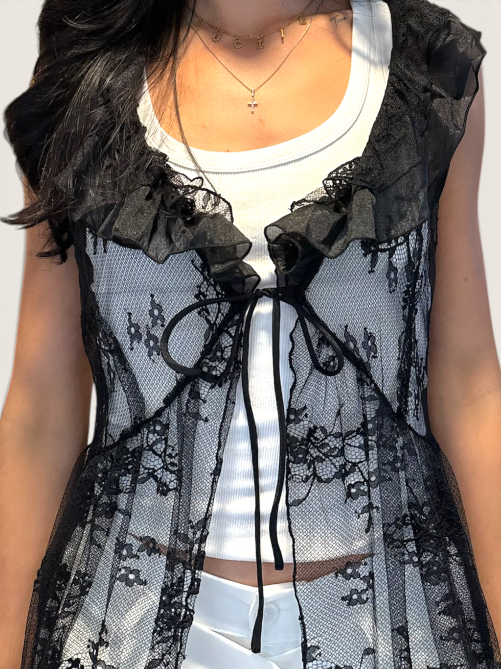 Gilet dentelle noir