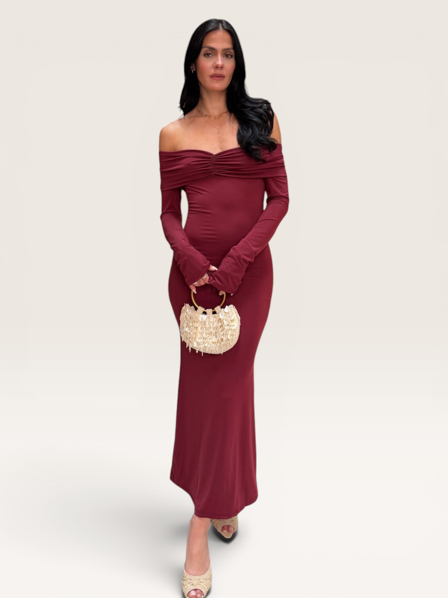 Robe col bardot