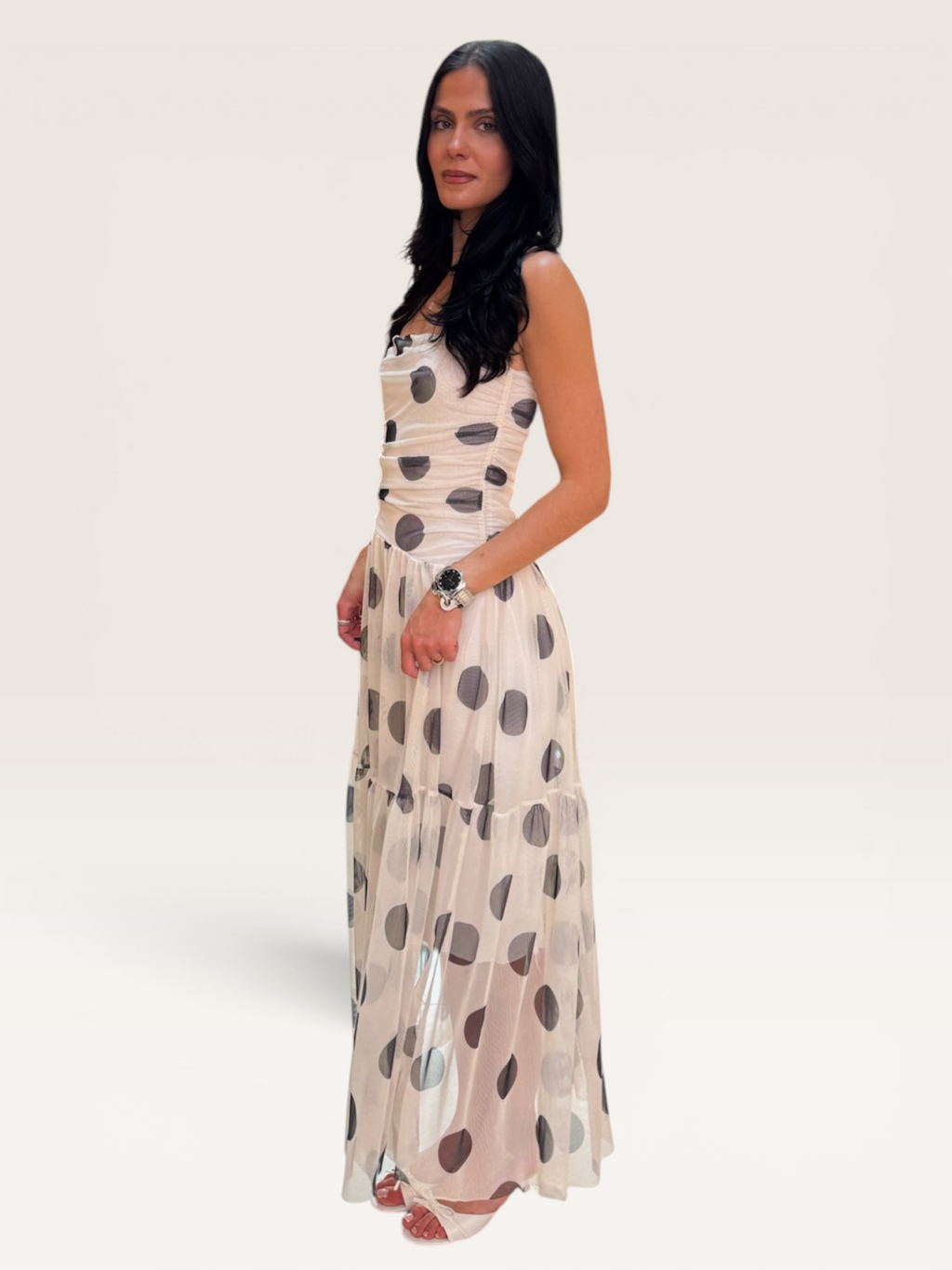 Robe bustier à pois