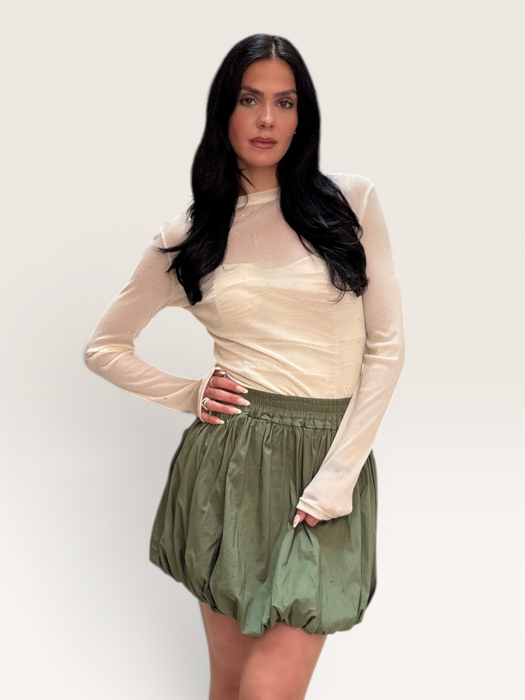 Top transparent paillettes